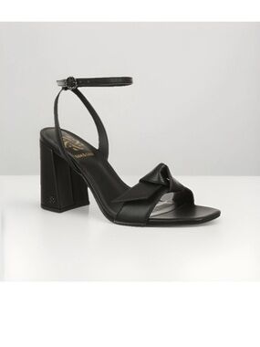 Sam & Libby Black Knot Ankle-Strap Block Heel Sandal